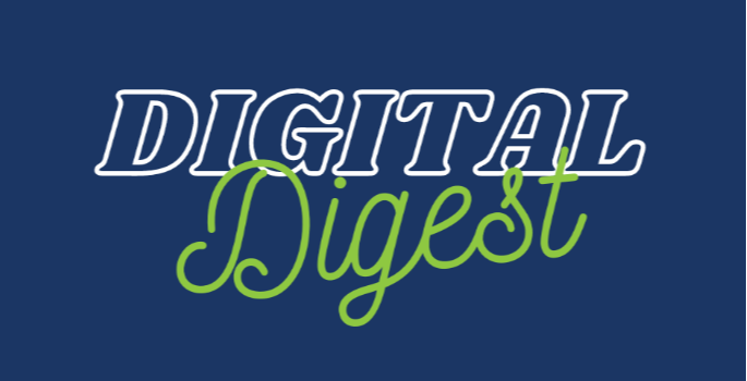 Blue background with Digital Digest in cursive writing