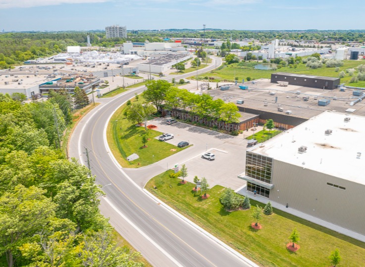 industrial park with buildings and blue sky