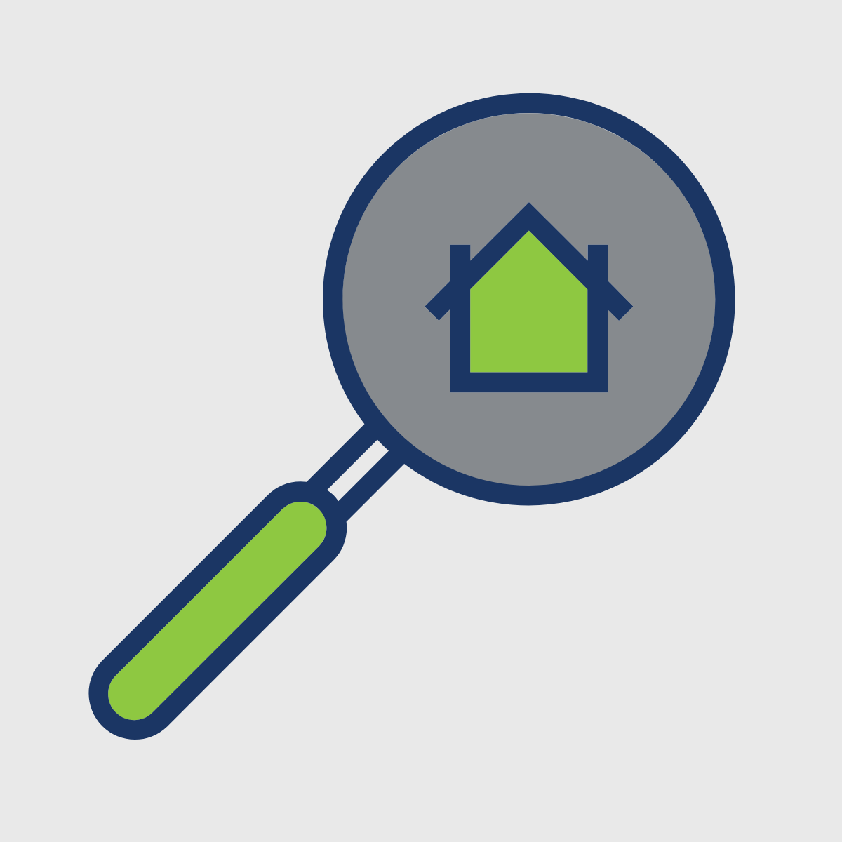 Magnifying glass with house