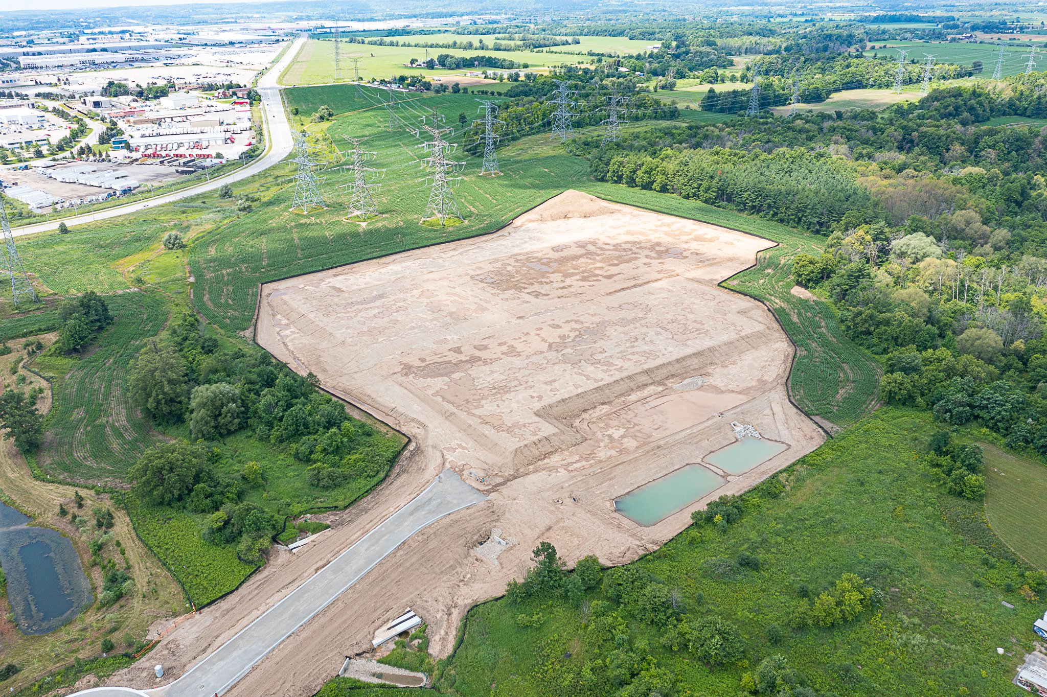 top down view of open green landscape