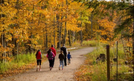 Family on Trail in Autumn